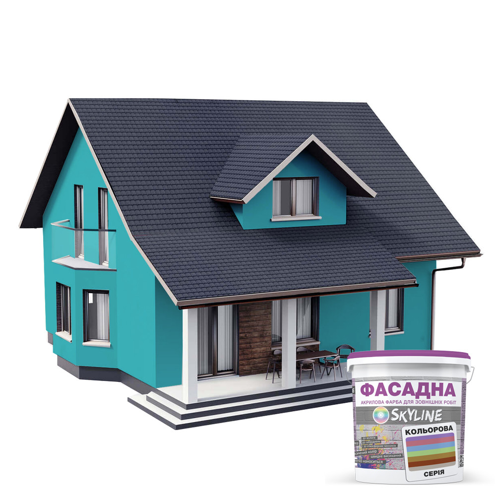 Краска акрил-латексная фасадная Skyline 1050-B40G 3 л Лазурный (650c0ccf4bc23147a0718b08) - фото 3 Краска акрил-латексная фасадная Skyline 1050-B40G 3 л Лазурный (650c0ccf4bc23147a0718b08) - фото 3