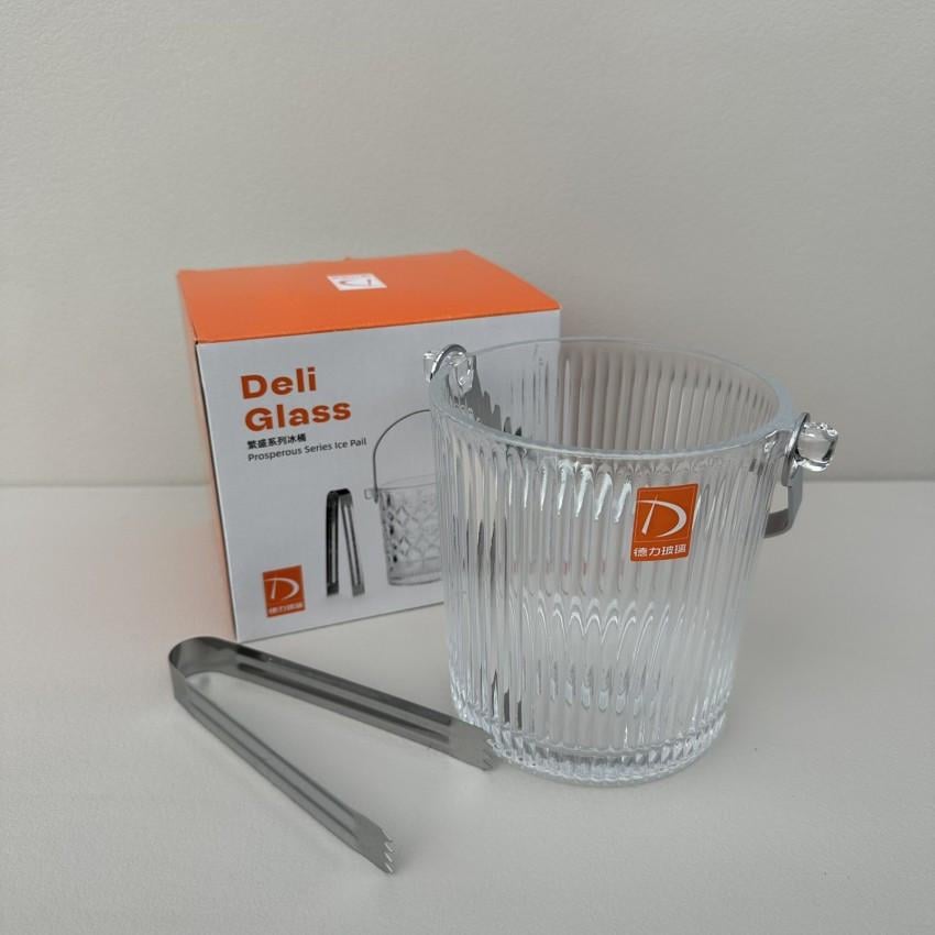 Відро для льоду скляне A-PLUS 3487 Полоска із щипцями 980 мл (2690548628)