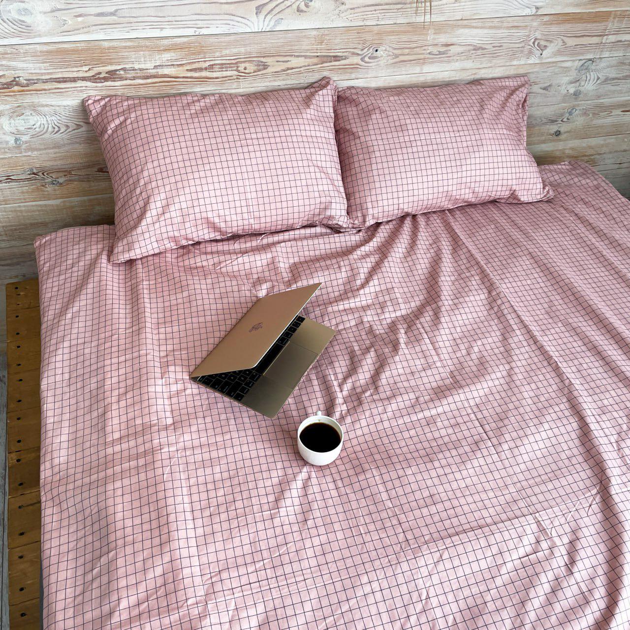 Комплект постільної білизни у клітинку полікотон євро 2 наволочки 50х70 см Персиковий із сірим (2499013147) - фото 5 Комплект постільної білизни у клітинку полікотон євро 2 наволочки 50х70 см Персиковий із сірим (2499013147) - фото 5