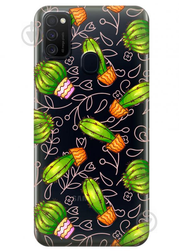Прозрачный силиконовый чехол iSwag для Samsung Galaxy M21 с рисунком - Арт кактусы (M1771) Прозрачный силиконовый чехол iSwag для Samsung Galaxy M21 с рисунком - Арт кактусы (M1771)