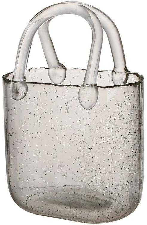 Ваза скляна Дамська Сумочка 15х9х22.5см, димчасто-сіре скло