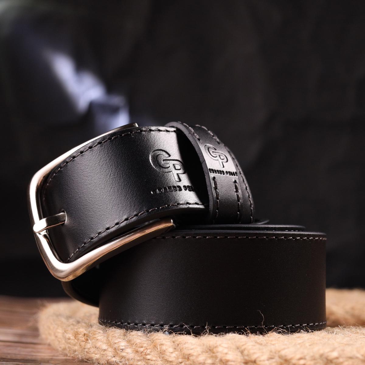 Ремінь чоловічий шкіряний Grande Pelle Leather Belt 21464 Чорний - фото 8