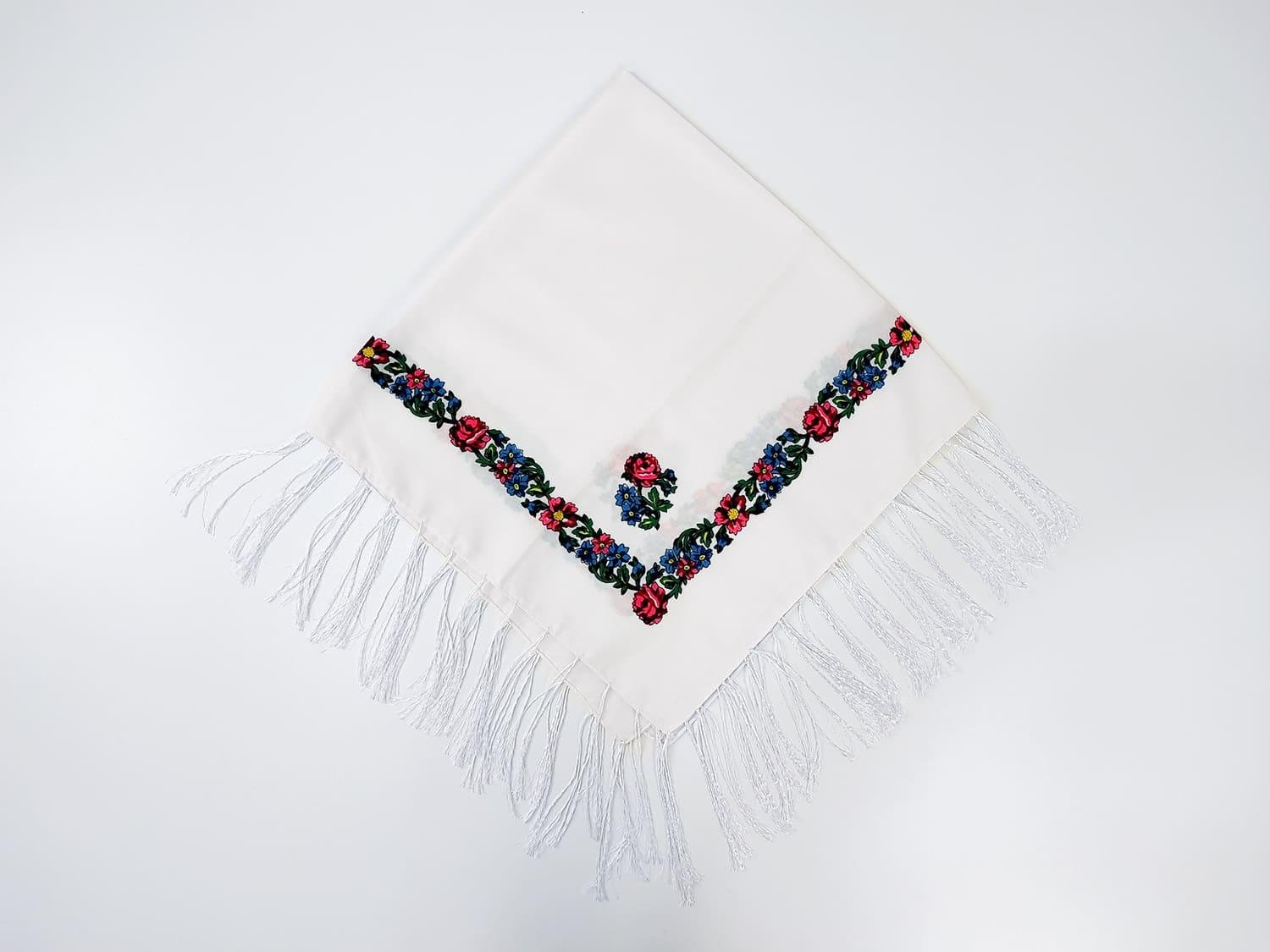 Платок с украинским орнаментом 80x80 см Белый (30156553)