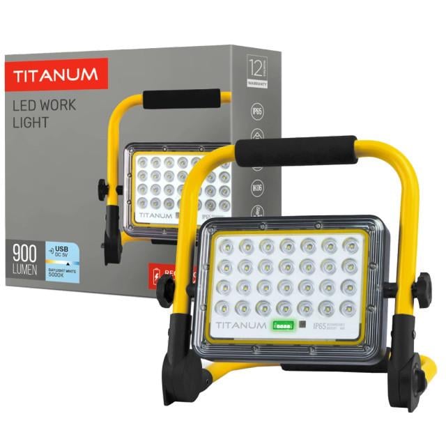Прожектор LED акумуляторний Titanum TL-FA-105 IP65 20W 900Lm 5000K Прожектор LED акумуляторний Titanum TL-FA-105 IP65 20W 900Lm 5000K
