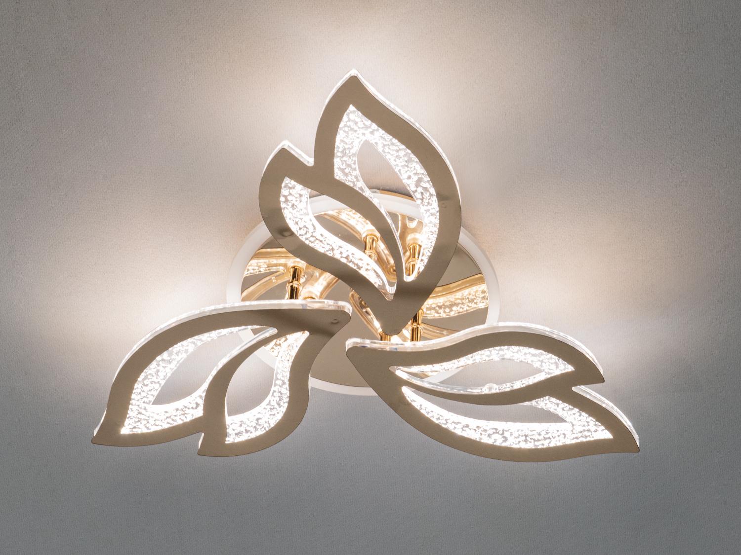 Люстра потолочная LED подсветка/диммер/пульт 55W Золотой (2455/3G LED 3color dimmer) - фото 4