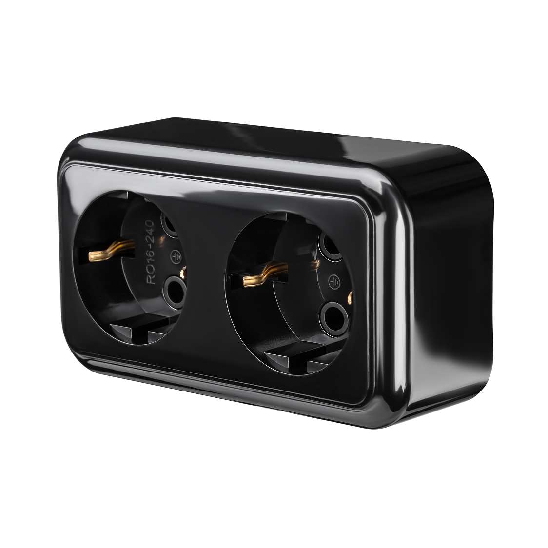 Розетка двухместная MARSHEL MAGLEV RO16-240 с заземлением Black (RO16-240 Black)