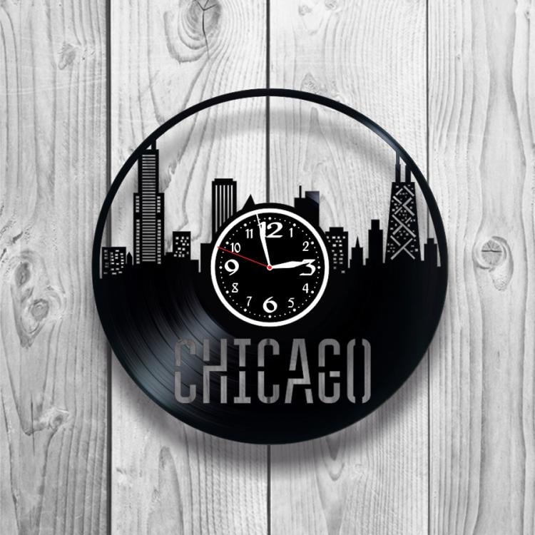 Часы настенные Американский стиль 0081 из виниловой пластинки