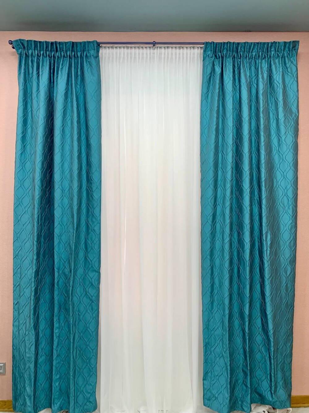 Шторы атласные 1,4 м 2 шт. Бирюзовый (000104023)