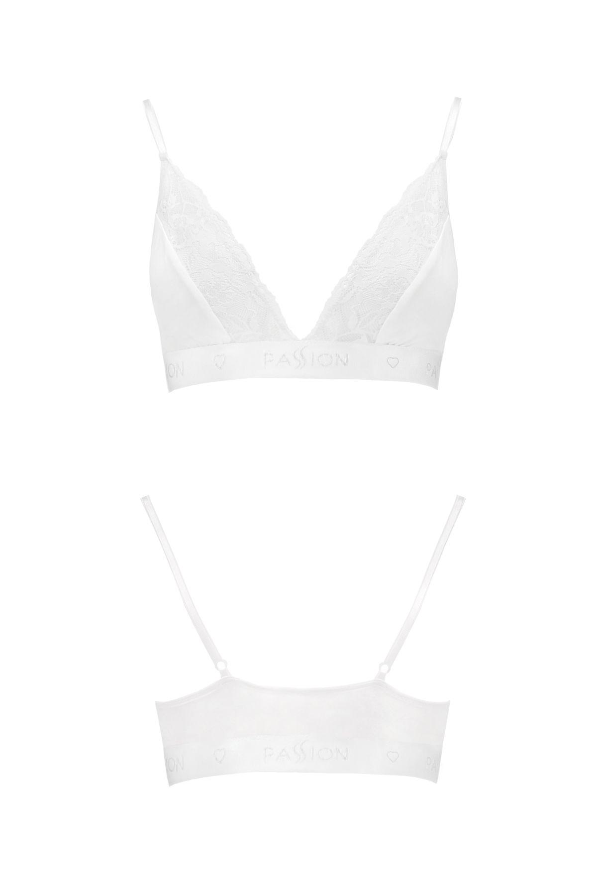 Эластичный топ с кружевом Passion PS001 TOP S White - фото 4