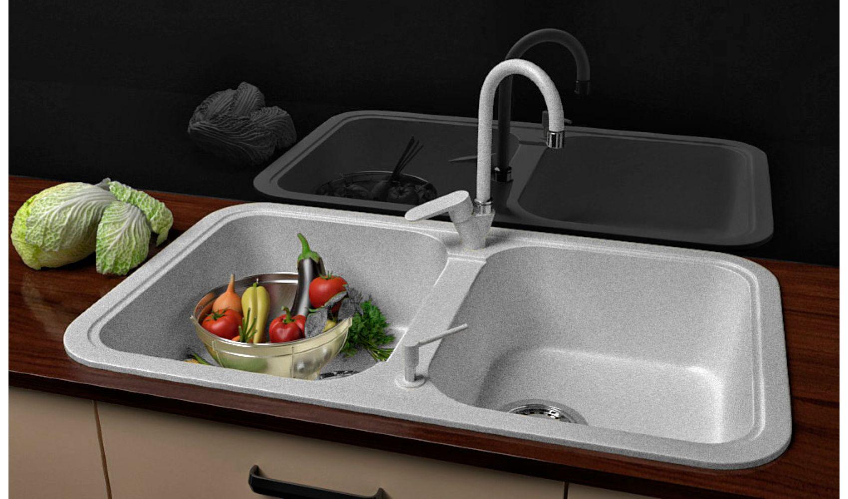 Кухонная мойка Lexona Royal гранитная с краном Серый - фото 5