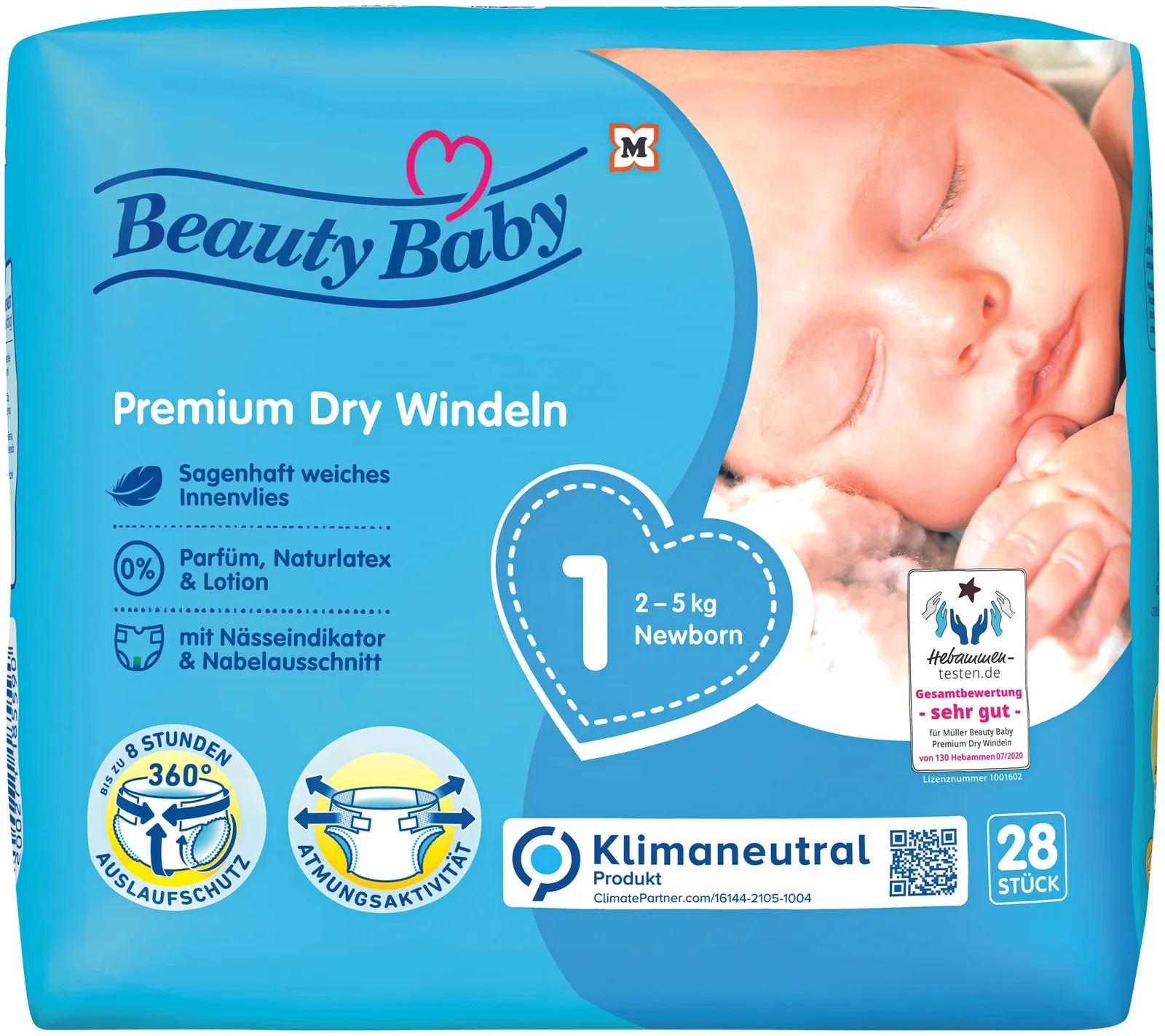 Підгузки Beauty Baby Premium Premium Dry Windeln 1 2-5 кг 28 шт.