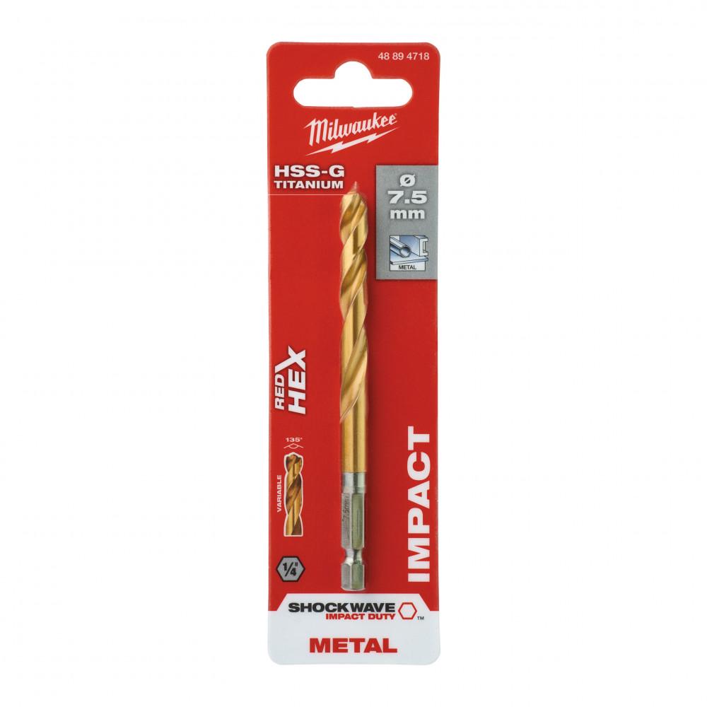 Сверло по металлу Milwaukee RedHEX HSS-G TiN d 7,5 мм (48894718) - фото 2 Сверло по металлу Milwaukee RedHEX HSS-G TiN d 7,5 мм (48894718) - фото 2
