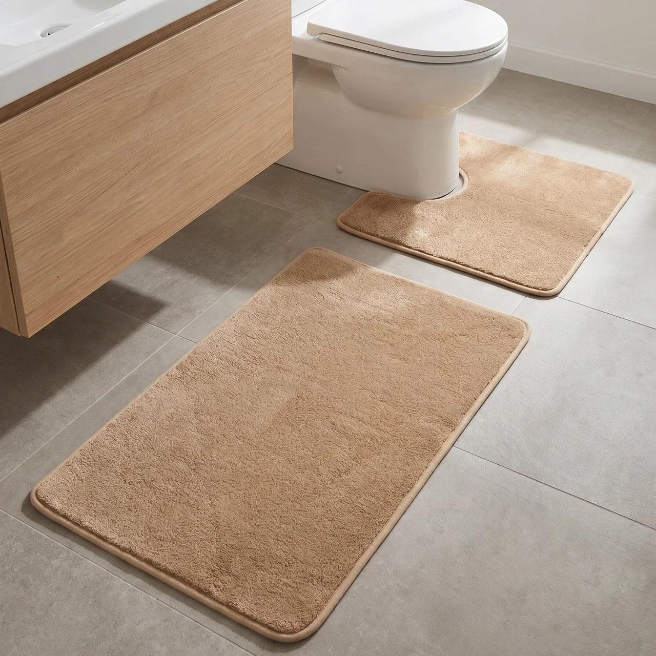 Набор ковриков для ванной туалета противоскользящие M Beige 60х100/60х50 см Бежевый (595784113)