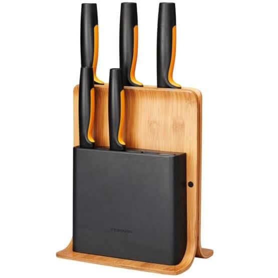 Набор кухонных ножей Fiskars Functional Form 1057552 с бамбуковым блоком 5 шт. (795)