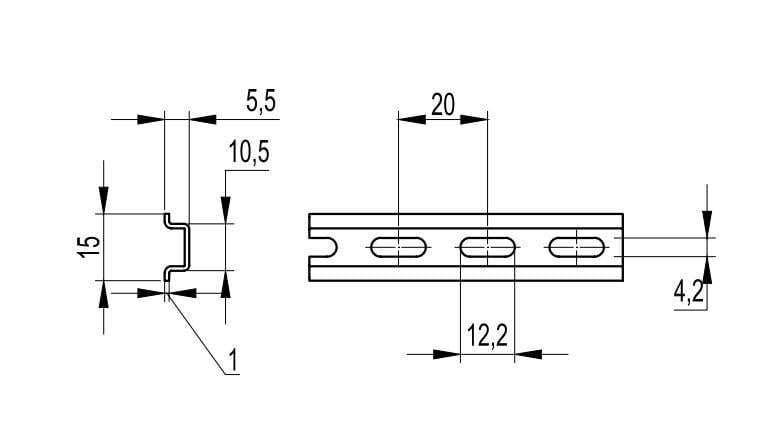 Рейка DIN ДКС Omega 2F Quadro перфорированная 15х5,5х1 мм х 2 м (02130) - фото 2