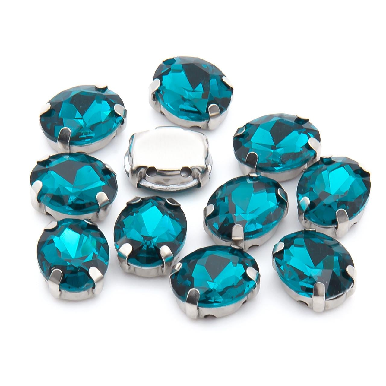 Стразы в цапах пришивные овал 8х10 мм 10 шт. Морской (СЦ0810о30)