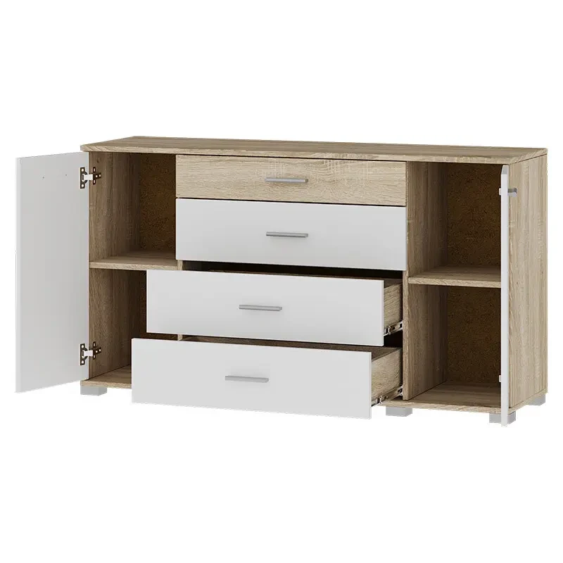 Комод Эверест Бриз К 6 130х38х72,5 см Дуб сонома/Белый (33092947)