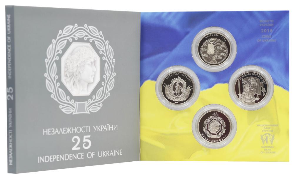 Коллекционные монеты Украина 4 шт. 2016 25 лет Независимости Украины UNC (М04726)