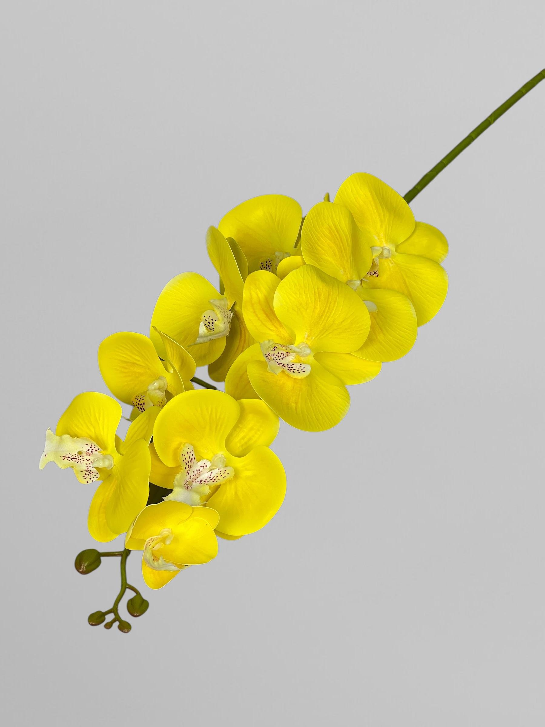 Искусственная ветвь орхидеи из латекса на 9 соцветий 95 см Желтый (К01115)