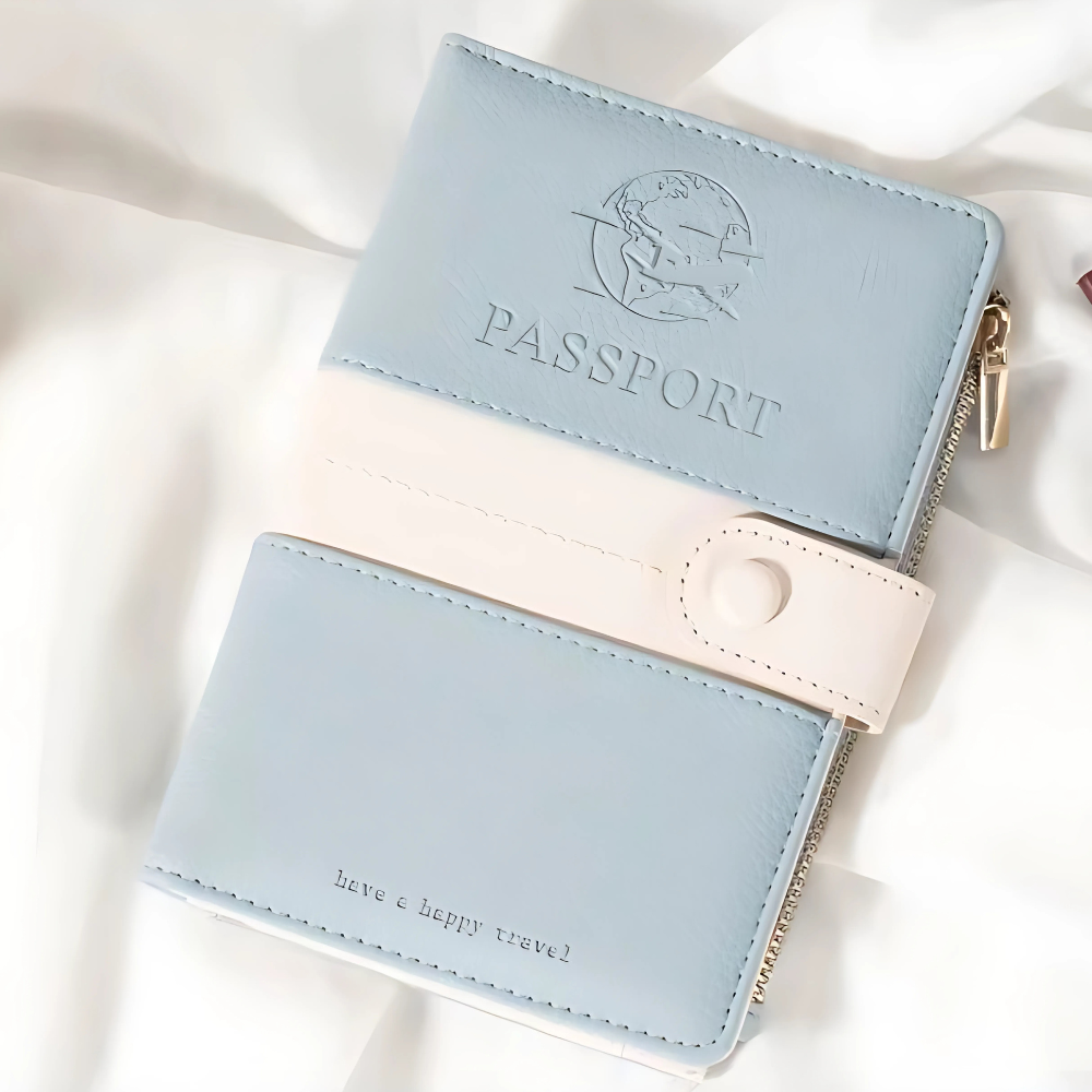 Обкладинка холдер для паспорта дорожній для посвідчення паспорта банківських карток квитків і документів Блакитний