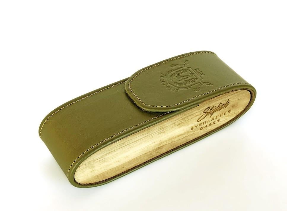 Футляр для окулярів вертикальний натуральна шкіра Оливковий (1389718494)