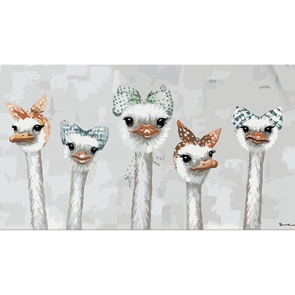 Картина за номерами Strateg Страуси в хусточках 50х25 см (WW208)