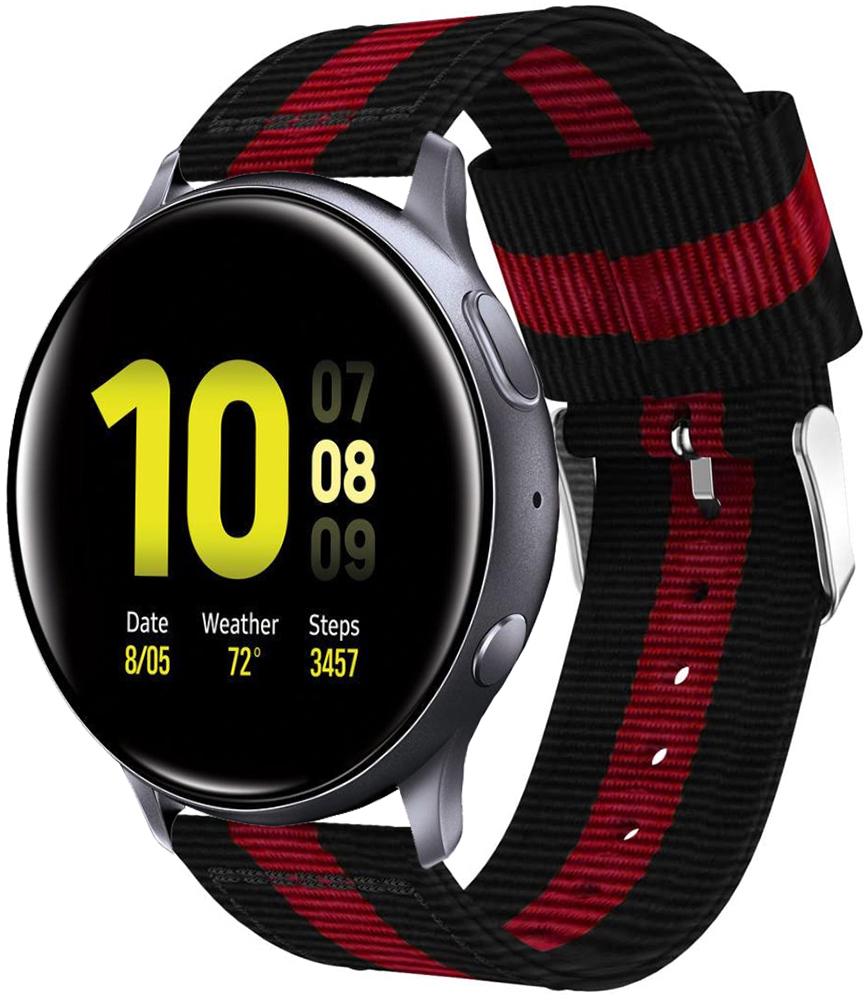 Ремінець тканинний Canvas для Galaxy Watch Active 2 40/44 мм Black/Red (20541)