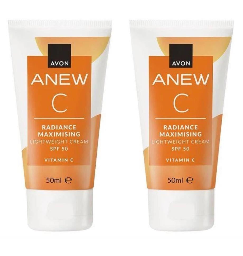 Крем для обличчя з вітаміном С Avon Anew Максимальне сяйво SPF 50 зволожувальний 2х50 мл