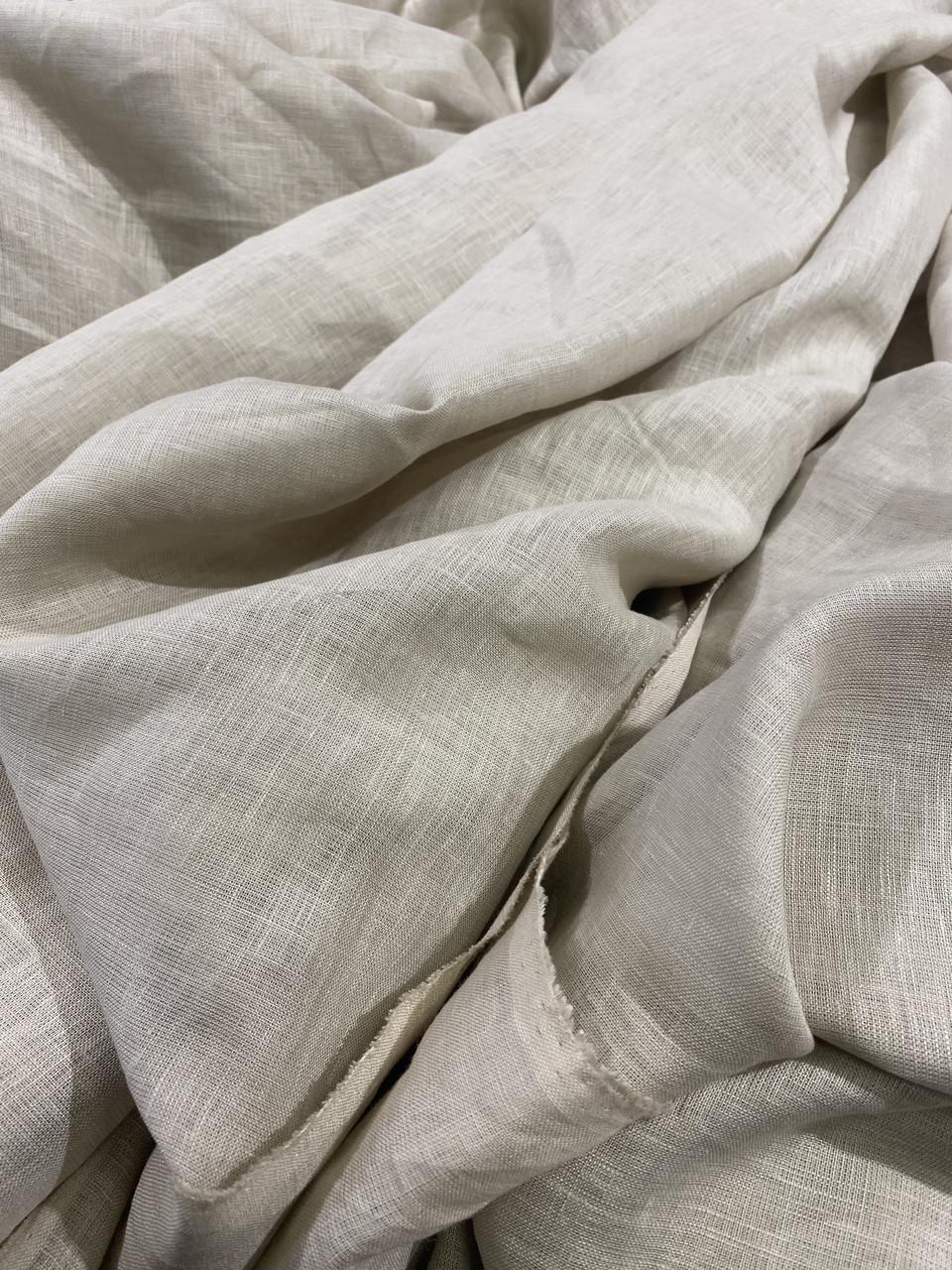 Ткань для гардин и штор LINEN PLUS льняная натуральная 150 см 330 Серо-бежевый - фото 3