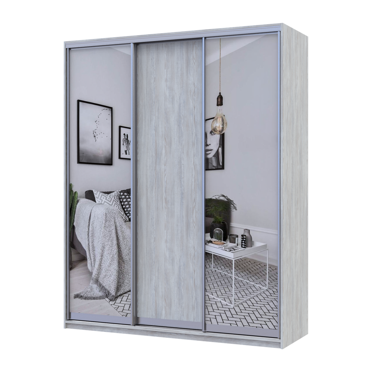 Шкаф-купе Doros Сити Лайт 1 ДСП/2 зеркала 180х60х225 см Сосна Натти (80736520)