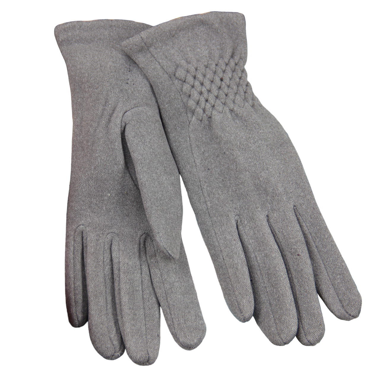 Перчатки женские велюровые с мехом с резиновой вставкой M Светло-серый (34100)