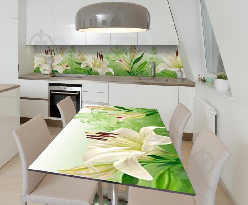 Наклейка 3Д виниловая на стол Zatarga «Дурманящие лилии» 650х1200 мм для домов, квартир, столов, кофейн, кафе