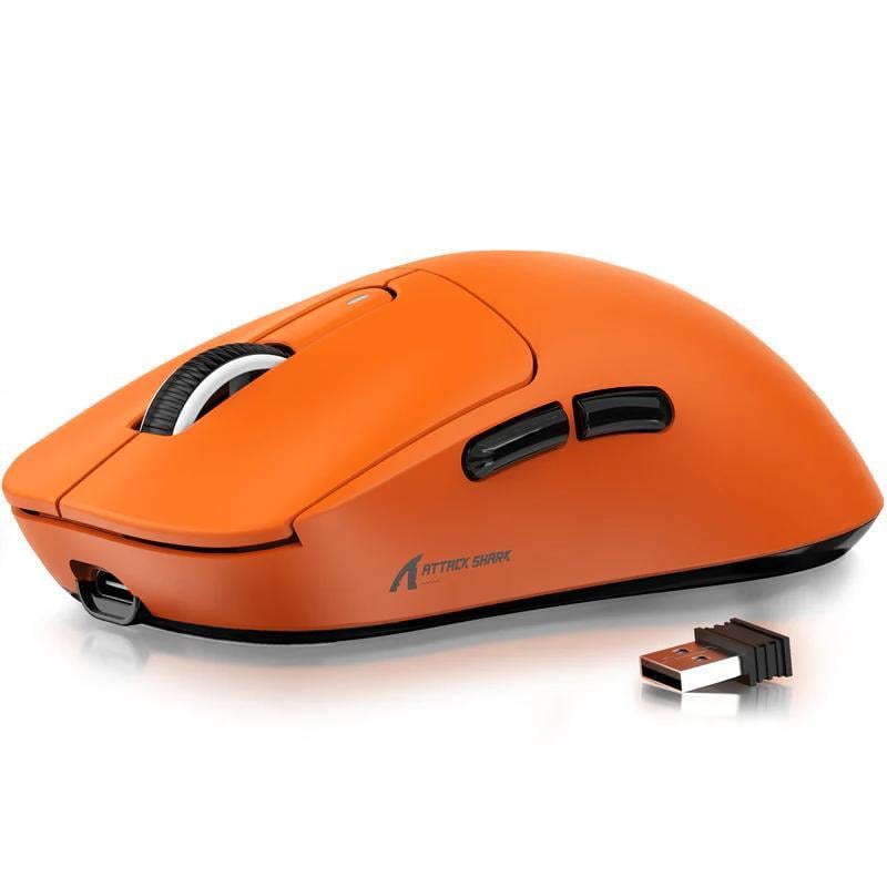 Мышка геймерская аккумуляторная attack shark X3 PixArt PAW3395 Bluetooth/2,4G 26000DPI Orange (X3-3395O)