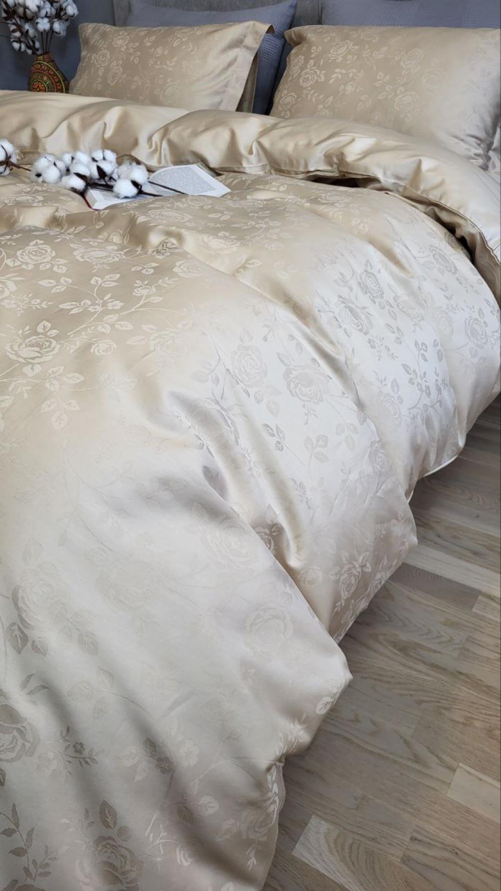 Комплект постельного белья Мир сатин жаккард Premium полуторный/наволочки 50х70/70х70 см Rose Beige (6152) - фото 8 Комплект постельного белья Мир сатин жаккард Premium полуторный/наволочки 50х70/70х70 см Rose Beige (6152) - фото 8