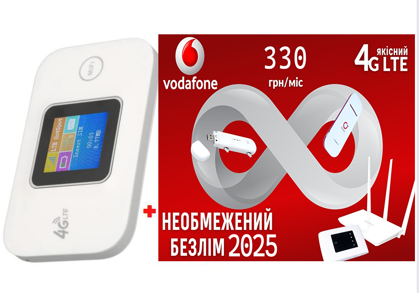Модем-роутер 4G LTE Mobile WiFi MF688 з дисплеєм та безлімітний стартовий пакет Vodafone інтернет Білий - фото 8 Модем-роутер 4G LTE Mobile WiFi MF688 з дисплеєм та безлімітний стартовий пакет Vodafone інтернет Білий - фото 8