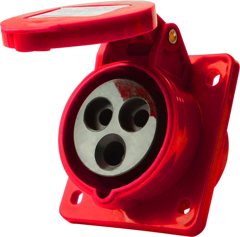 Силова розетка E.NEXT e.socket.pro.3.16.wall 2P+PE 16А 230 В вбудована IP44 Червоний (p012010)