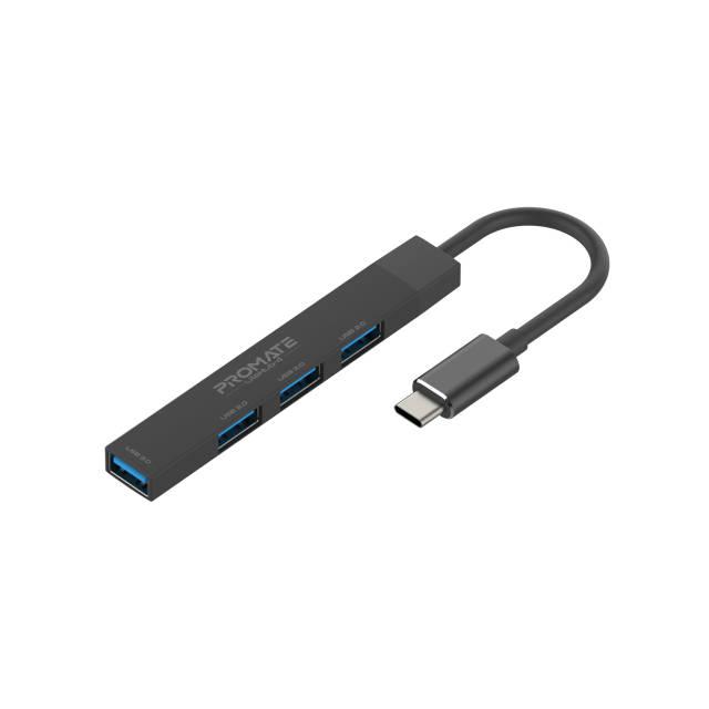 USB-С хаб Promate LiteHub-4 3xUSB 2.0 USB 3.0 Black