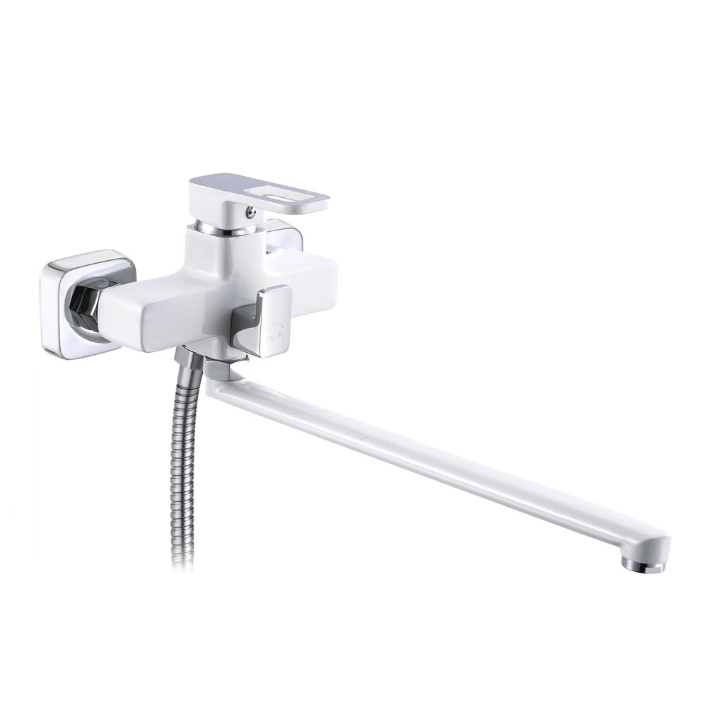 Змішувач для ванни Lidz Wawel 005 k35 LDWAW005/WHI45399 з поворотним виливом та душовим гарнітуром White (23061252)