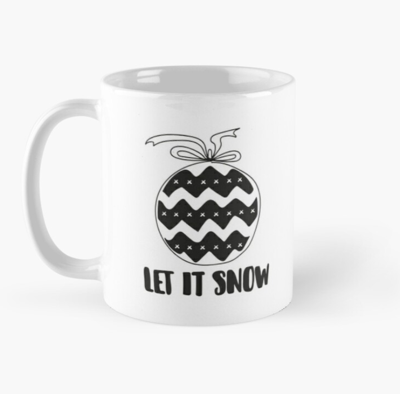 Чашка керамическая с принтом Let it snow Новый год 330 мл Белый