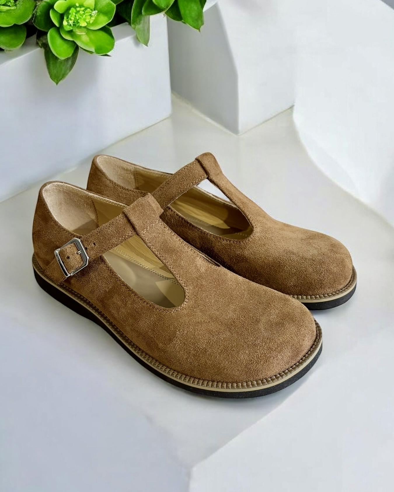 Сандалии MARANDI Mary Jane анатомические женские натуральная замша р. 39 25,5 см Коньячный (Color-Mary-39-Cognac)