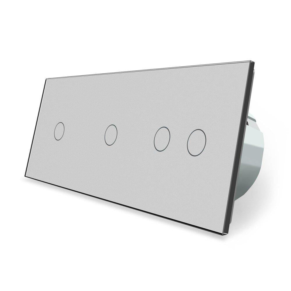 Сенсорный выключатель Livolo ZigBee 4 сенсора стеклянный Серый (VL-C701Z/C701Z/C702Z-15) Сенсорный выключатель Livolo ZigBee 4 сенсора стеклянный Серый (VL-C701Z/C701Z/C702Z-15)