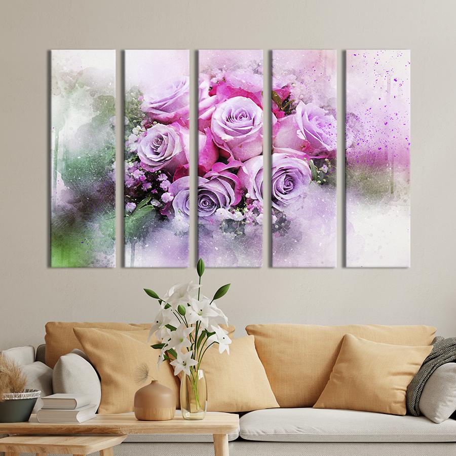 Картина на холсте Праздничный букет с розами 87x50 см (856-51)