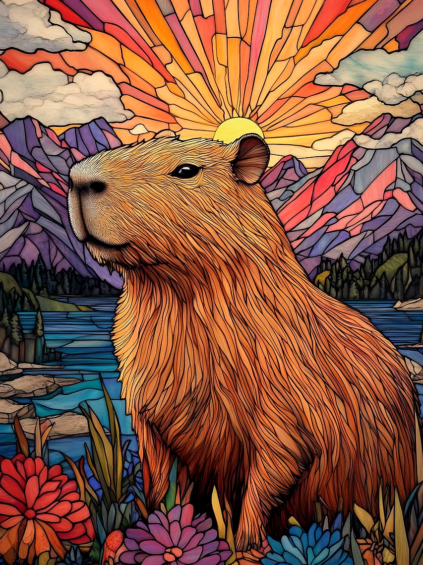 Алмазная мозаика Капибара на рассвете 45х60 см (28915490) Алмазная мозаика Капибара на рассвете 45х60 см (28915490)