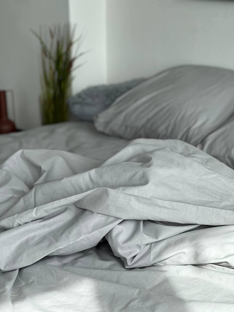 Комплект постельного белья Однотонный семейный бязь 200х220 см Серый - фото 4