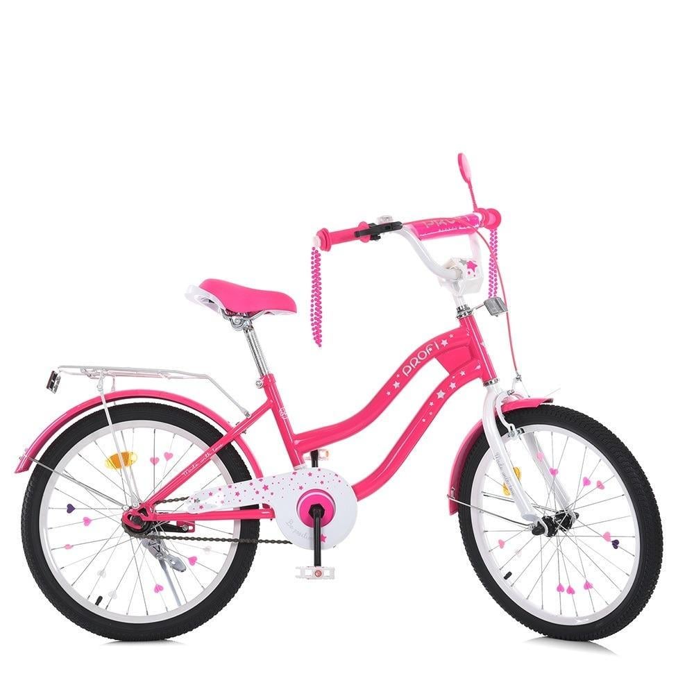 Велосипед для дівчинки PROF1 Star 20" з багажником Рожевий
