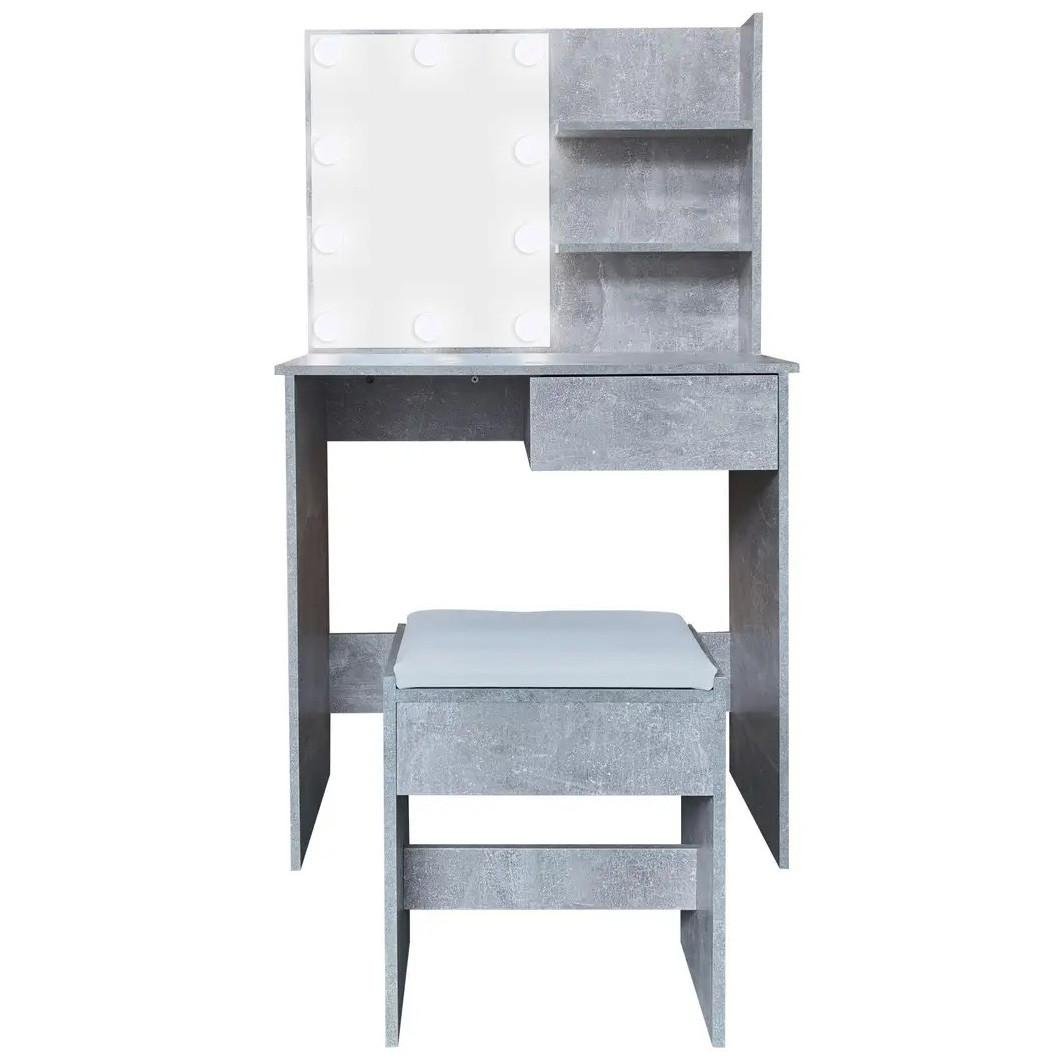 Туалетный столик и табурет AVKO ADT9 с зеркалом и подсветкой Beton (45555999_12KT) Туалетный столик и табурет AVKO ADT9 с зеркалом и подсветкой Beton (45555999_12KT)