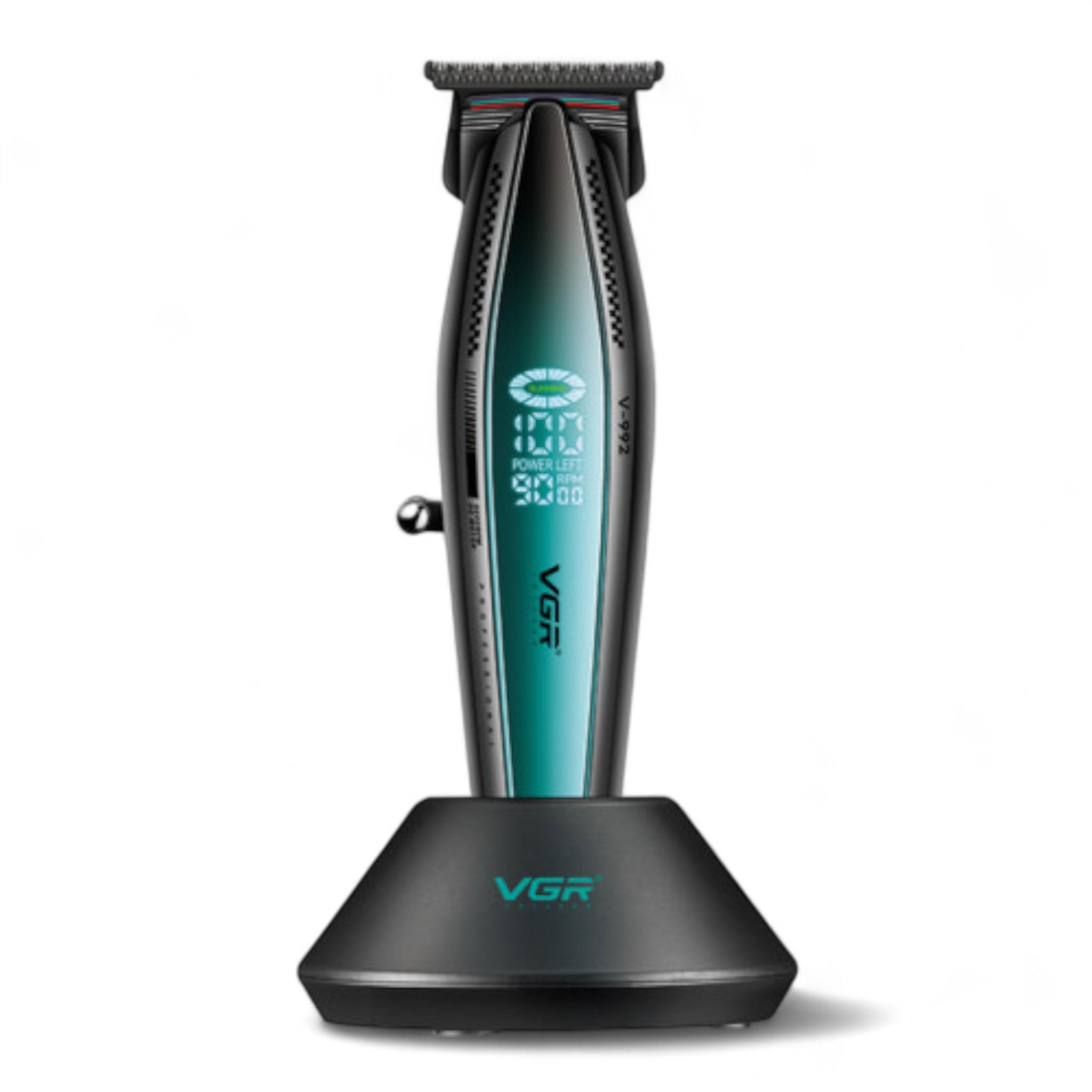 Тример для волосся і бороди VGR V-992 3 насадки 2000 mAh LED display Green (M_V-992Green)