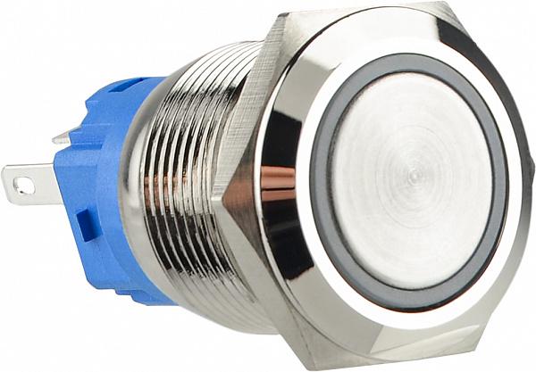 Кнопка плоская АСКО-Укрем TYJ 19-271 1NO+1NC металлическая LED 220 V 19 мм Красный (A0140010112)