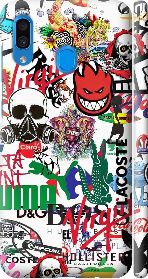 Чехол на Samsung Galaxy A20 2019 A205F Many different logos (4022m-1761-42517)