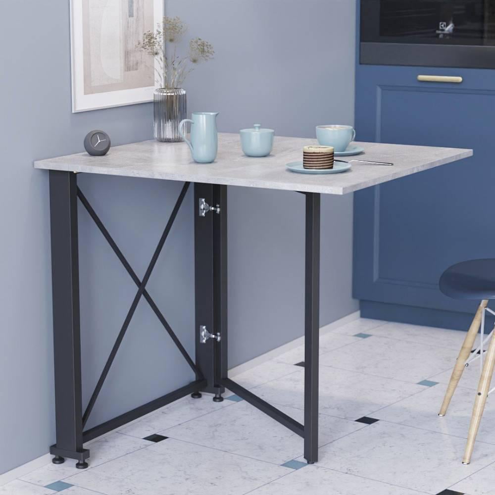 Стол-книга трансформер Ferrum-decor Орион 1 металл/ДСП 16 мм 750x810x730 мм Черный/Бетон (FRD-104603)